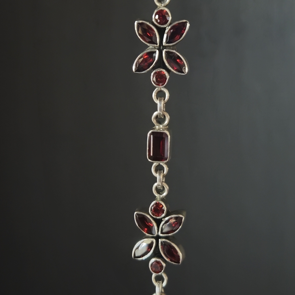 NICKY BUTLER 925 Sterling Silver Designer NB Bracelet Mozambique Garnet 7.25" - Picture 14 of 16